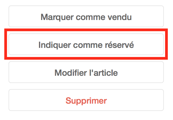 Comment Indiquer Que Mon Article Est Reserve